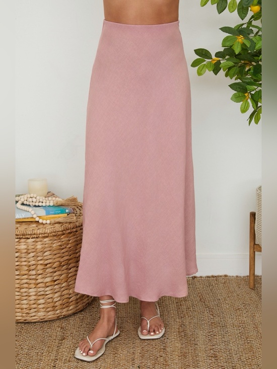Milio Milano Dresses & Skirts - (113002-DUS) SOLID LINEN MIDI SKIRT